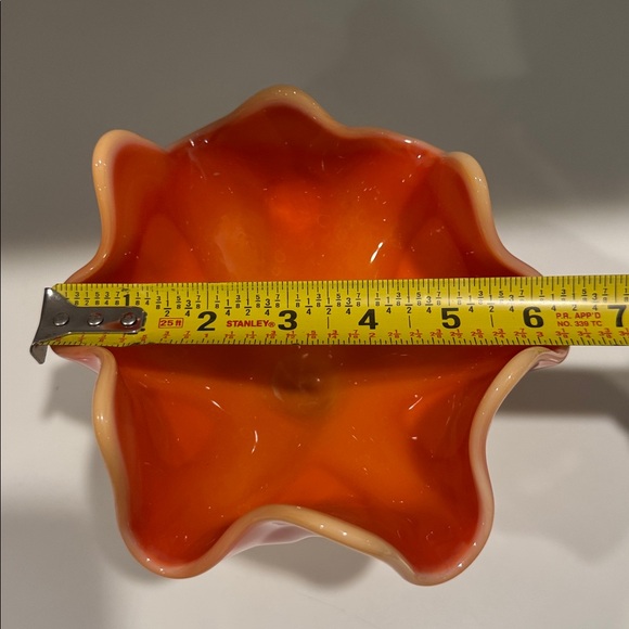 VINTAGE L.E. Smith Bittersweet Orange Slag Glass Compote Pedestal Dish, 70s MCM - Picture 5 of 5